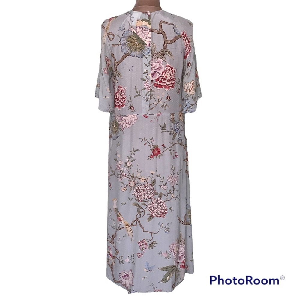 GP&J Baker X H&M Floral Bird Print Boxy Viscose Shift Dress Raglan Half Sleeve - Picture 6 of 16